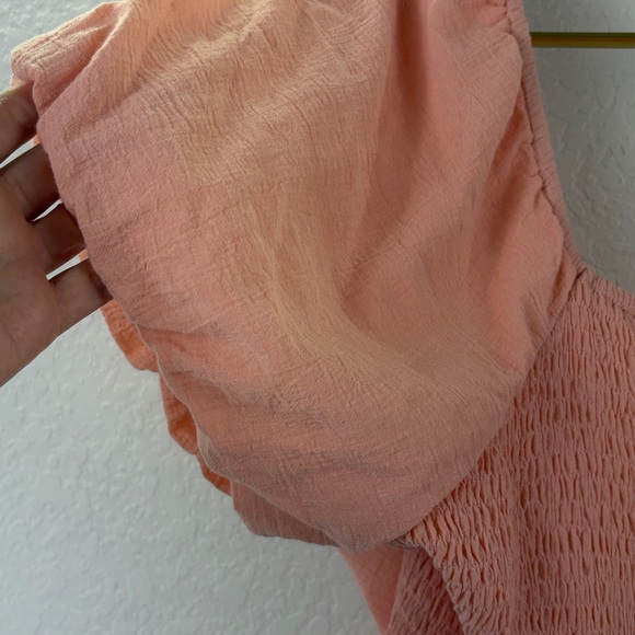 Chic Soul Peach Puff Sleeve Smocked Back Gauzy Gauze Romper 2X - Picture 5 of 8